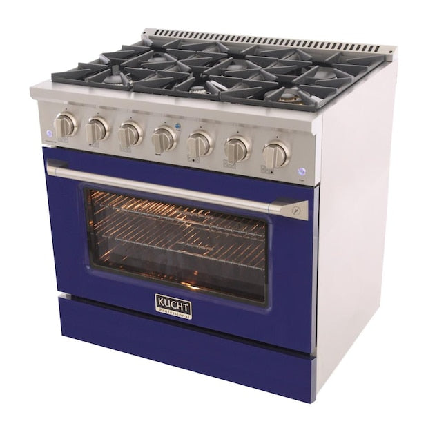 Kucht 36" Pro-Style Propane Gas Dual Fuel Range with 4 Burners in Blue, KDF362/LP-B