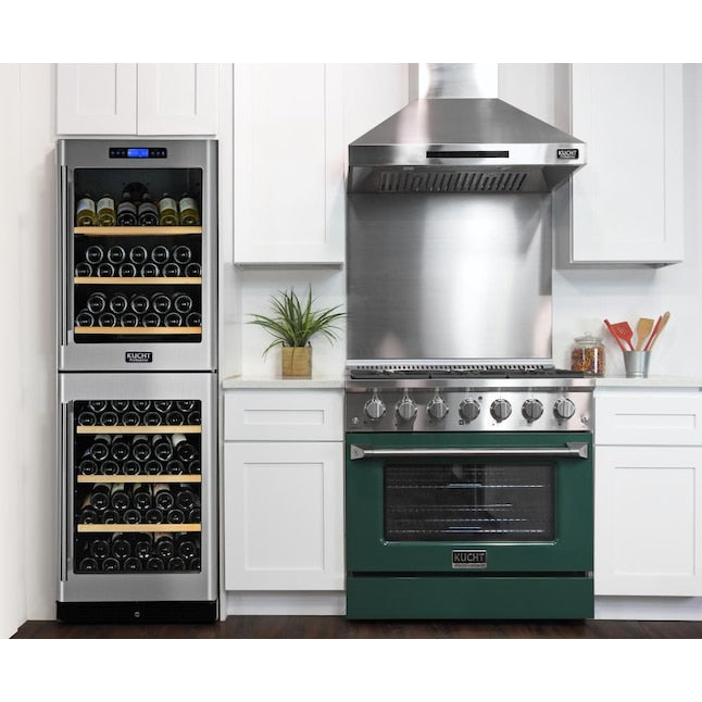 Kucht 36" Pro-Style Natural Gas Dual Fuel Range with 4 Burners in Green, KDF362-G