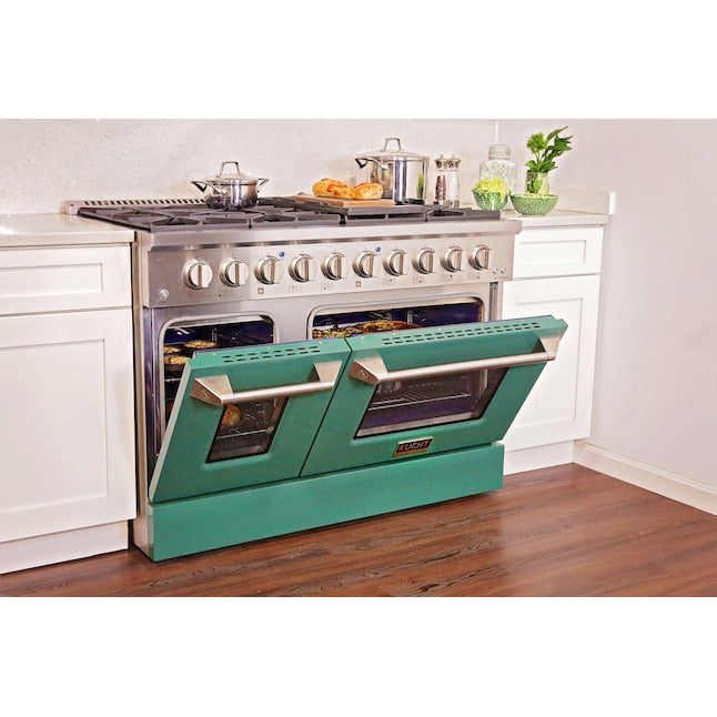 Kucht 48" Pro-Style Natural Gas Dual Fuel Range with 4 Burners in Green, KDF482-G