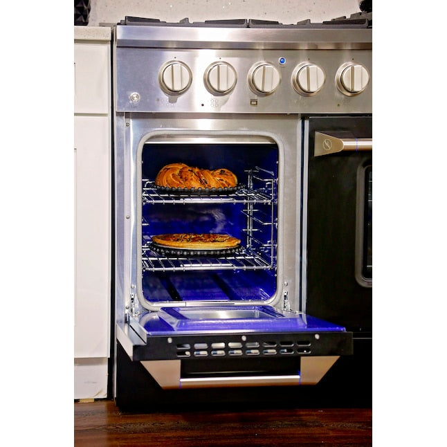 Kucht 48" Pro-Style Natural Gas Dual Fuel Range in Black with Rose Gold Accents, KDF482-K-ROSE