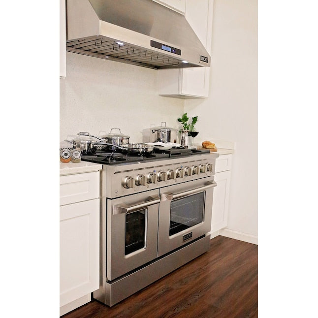 Kucht 48" Pro-Style Natural Gas Dual Fuel Range with 4 Burners in Stainless Steel, KDF482-S