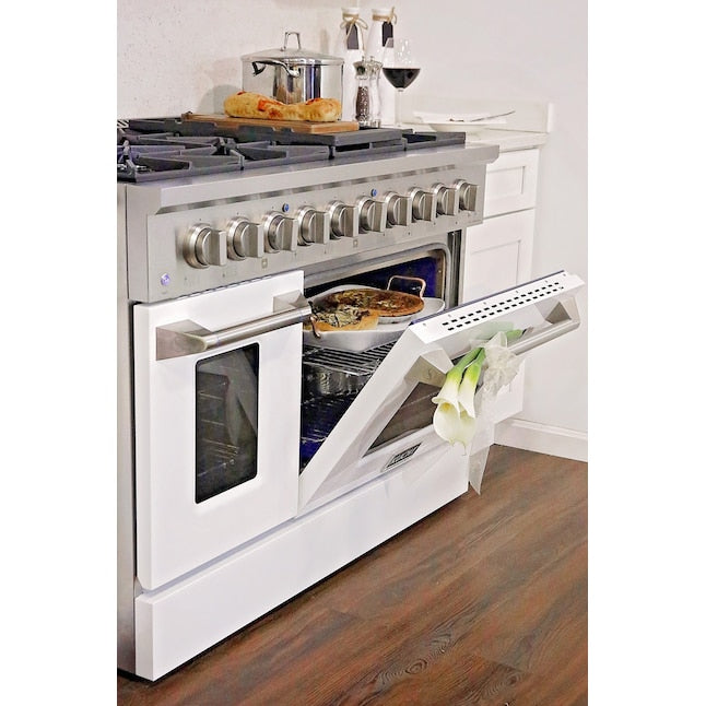 Kucht 48" Pro-Style Natural Gas Dual Fuel Range with 4 Burners in Red, KDF482-R