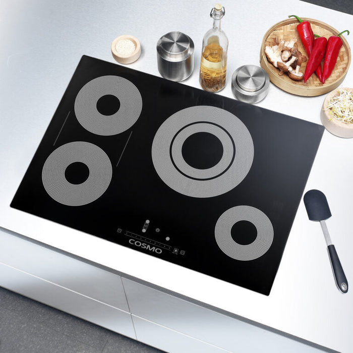 Cosmo 30" Electric Ceramic Glass Cooktop with 4 Burners, and Triple Zone Elements, COS-304TBECC