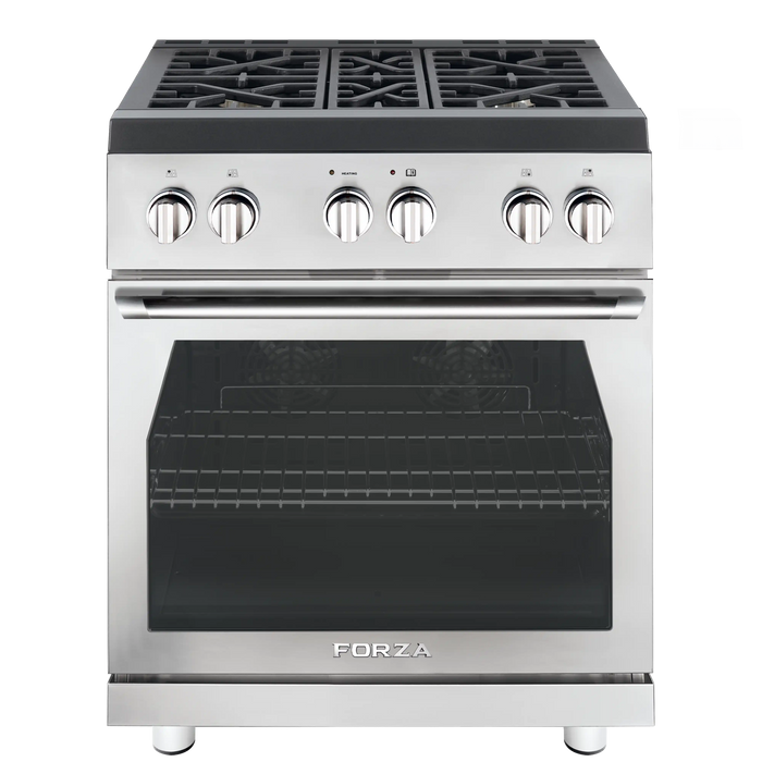 Forza 3-Piece Appliance Package - 30-Inch Gas Range, 18-Inch Pro-Style Under Cabinet Range Hood, & 24-Inch Dishwasher in Stainless Steel