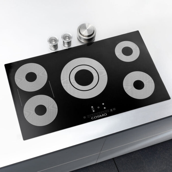 Cosmo 36" Electric Ceramic Glass Cooktop with 5 Burners and Triple Zone Element
, COS-365TBECC