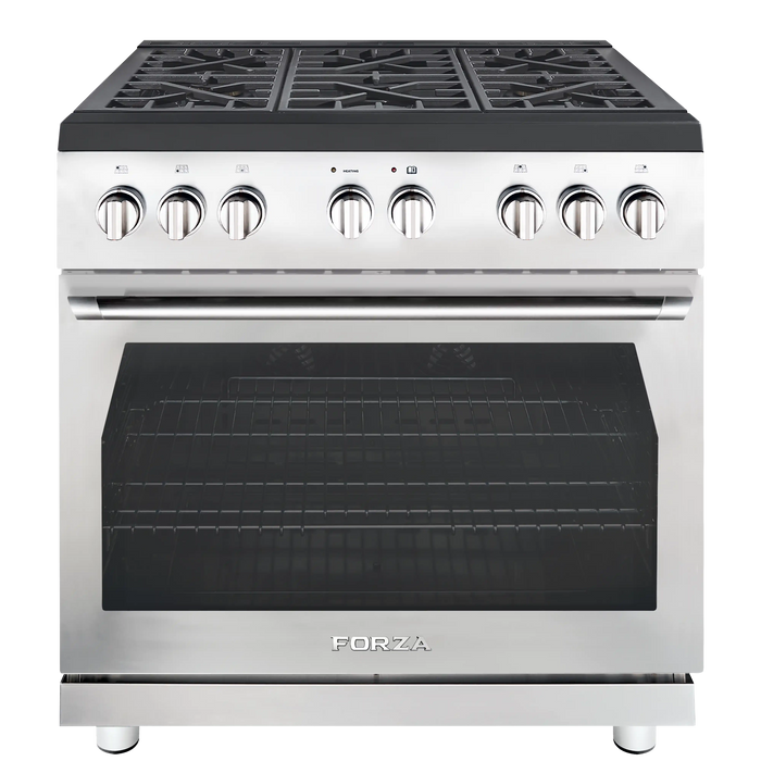 Forza 3-Piece Appliance Package - 36-Inch Gas Range, 18-Inch Pro-Style Under Cabinet Range Hood, & 24-Inch Dishwasher in Stainless Steel