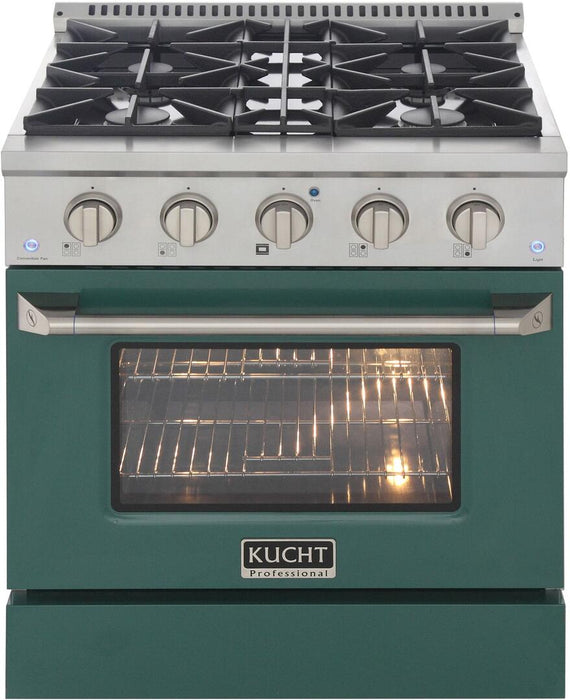 Kucht Professional 30 in. 4.2 cu ft. Natural Gas Range with Green Door and Silver Knobs, KNG301-G