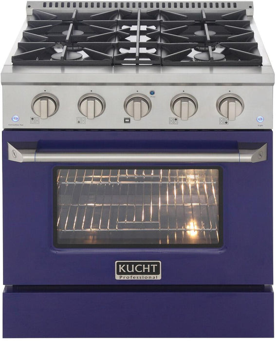 Kucht Professional 30 in. 4.2 cu ft. Natural Gas Range with Blue Door and Silver Knobs, KNG301-B