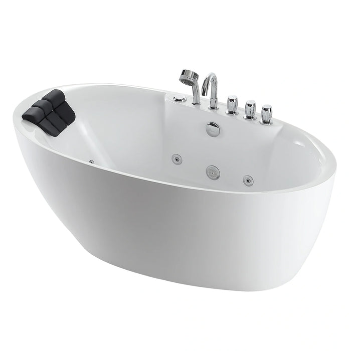 59" Acrylic Freestanding Whirlpool Bathtub with Center Drain - EMPV-59AIS12