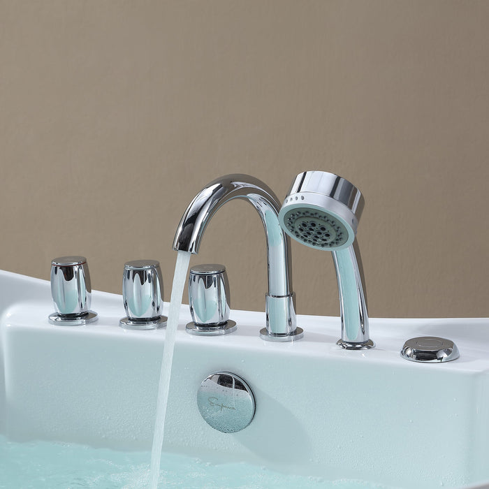59" Freestanding Boat-shaped Whirlpool Bathtub with Center Drain - EMPV-59AIS11