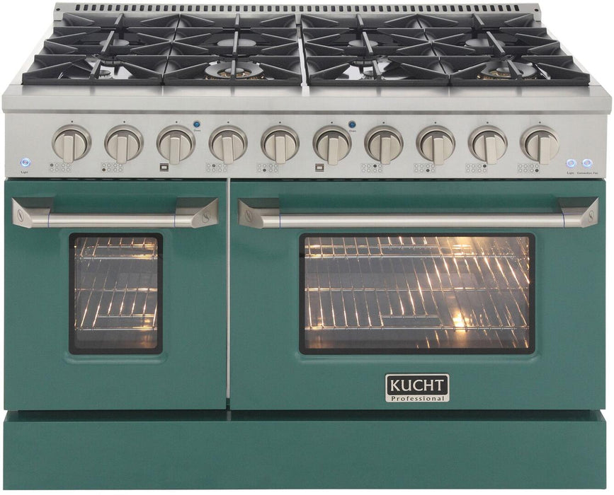 Kucht Professional 48 in. 6.7 cu ft. Natural Gas Range with Green Door and Silver Knobs, KNG481-G