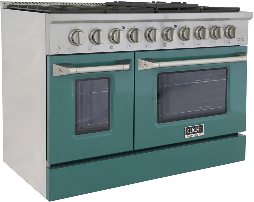 Kucht Professional 48 in. 6.7 cu ft. Natural Gas Range with Green Door and Silver Knobs, KNG481-G