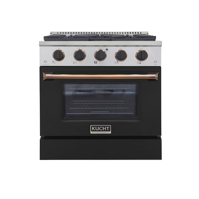 Kucht Professional 30" 4.2 cu ft. Natural Gas Range in Black with Gold Accents, KNG301-K-GOLD