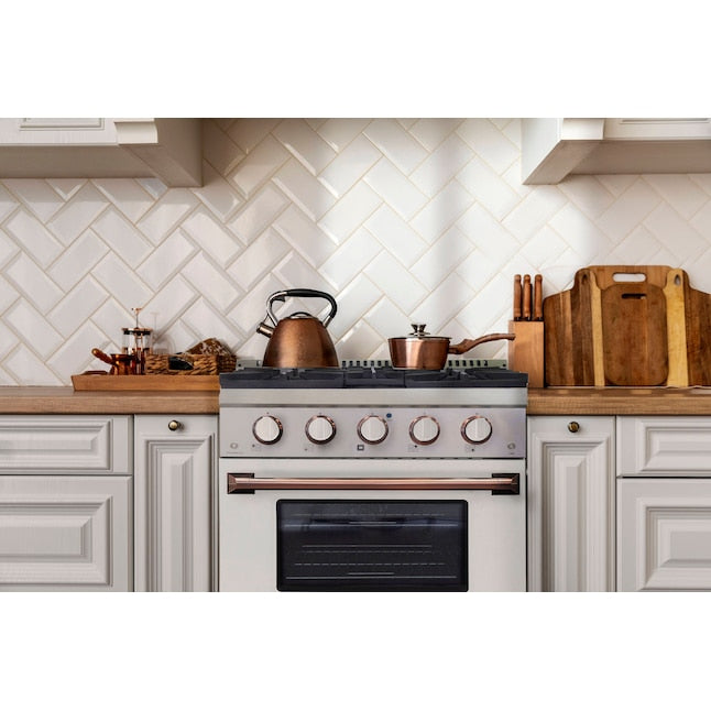 Kucht 36" Pro-Style Propane Gas Dual Fuel Range in White with Rose Gold Accents, KDF362/LP-W-ROSE