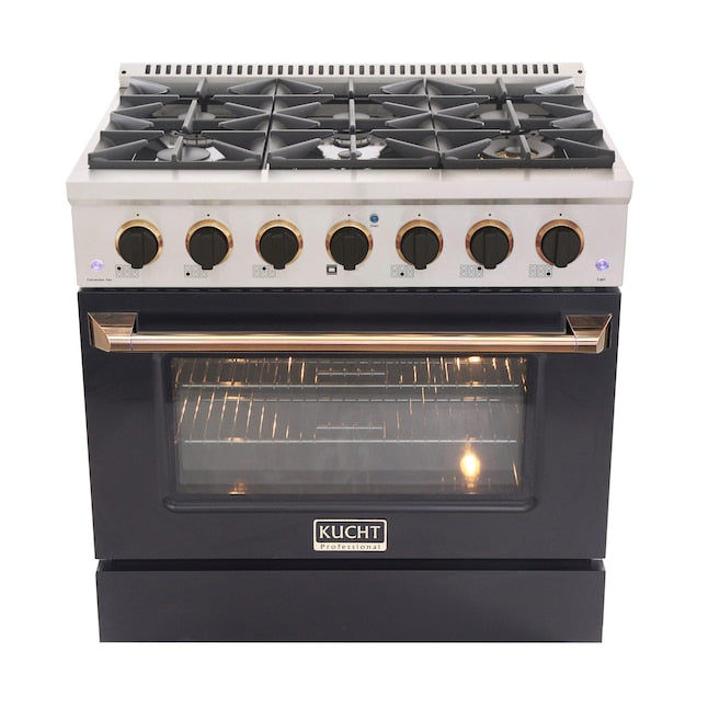 Kucht Professional 36" 5.2 cu ft. Natural Gas Range in Olive Green with Silver Accents, KNG361-OG