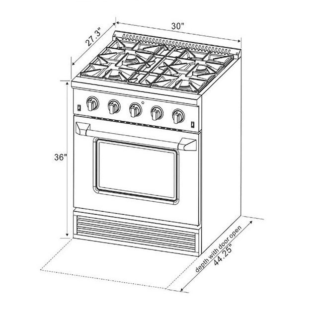 Kucht Professional 30" 4.2 cu ft. Propane Gas Range in Black with Rose Gold Accents, KNG301/LP-K-ROSE