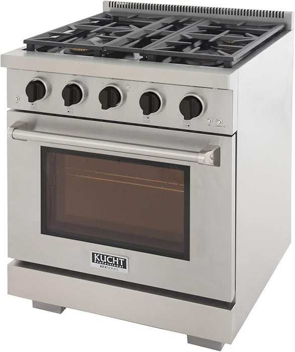 Kucht Professional 30" 4.2 cu. ft. Natural Gas Range in Stainless Steel with Black Accents, KFX300-K