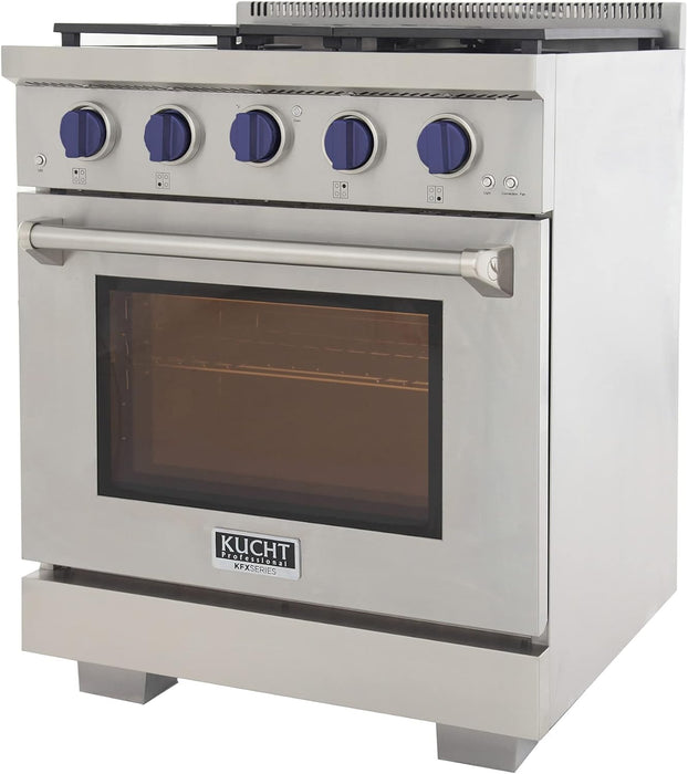 Kucht Professional 30" 4.2 cu. ft. Natural Gas Range in Stainless Steel with Blue Accents, KFX300-B