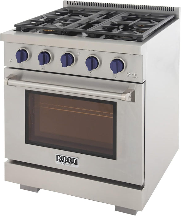 Kucht Professional 30" 4.2 cu. ft. Natural Gas Range in Stainless Steel with Blue Accents, KFX300-B