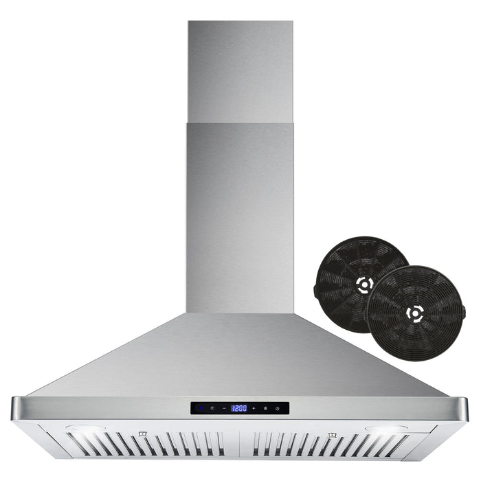 Cosmo 30" 380 CFM Convertible Wall Mount Range Hood with Digital Touch Controls and Carbon Filter Kit, COS-63175S-DL