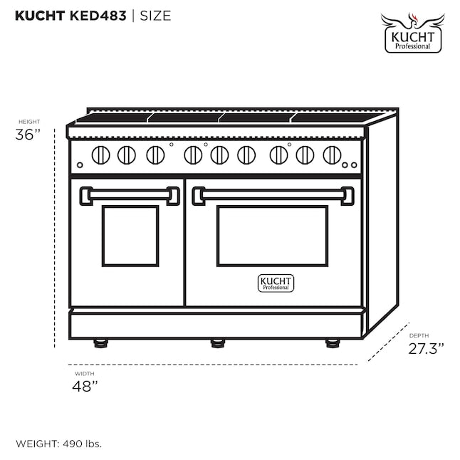 Kucht Gemstone 36" Dual Fuel Propane Gas Range in Titanium Stainless Steel with Gold Accents, KED364/LP