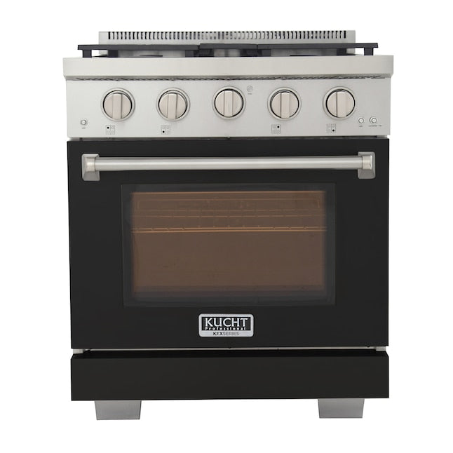 Kucht Professional 30" 4.2 cu. ft. Propane Gas Range in Black with Silver Accents, KFX300/LP-BK