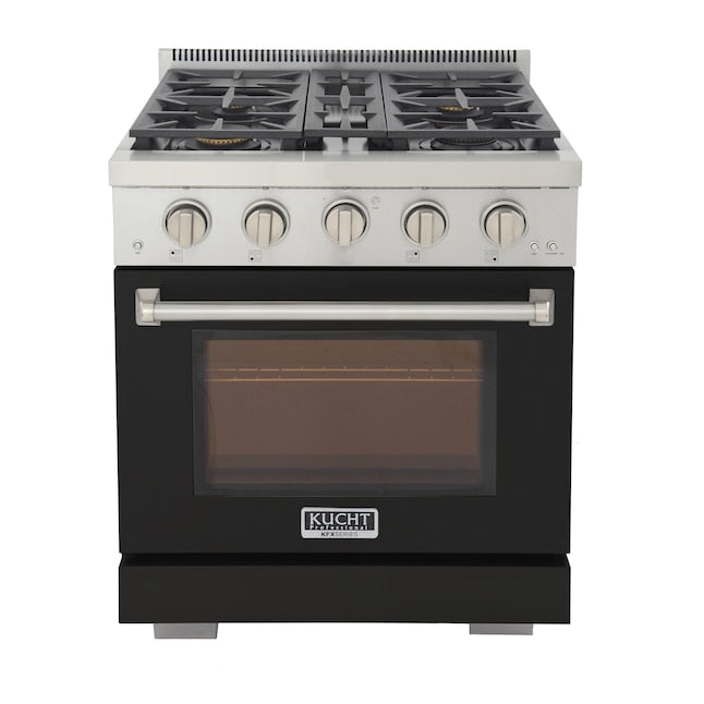 Kucht Professional 30" 4.2 cu. ft. Propane Gas Range in Black with True Simmer Burners, KFX3000X/LP-BK