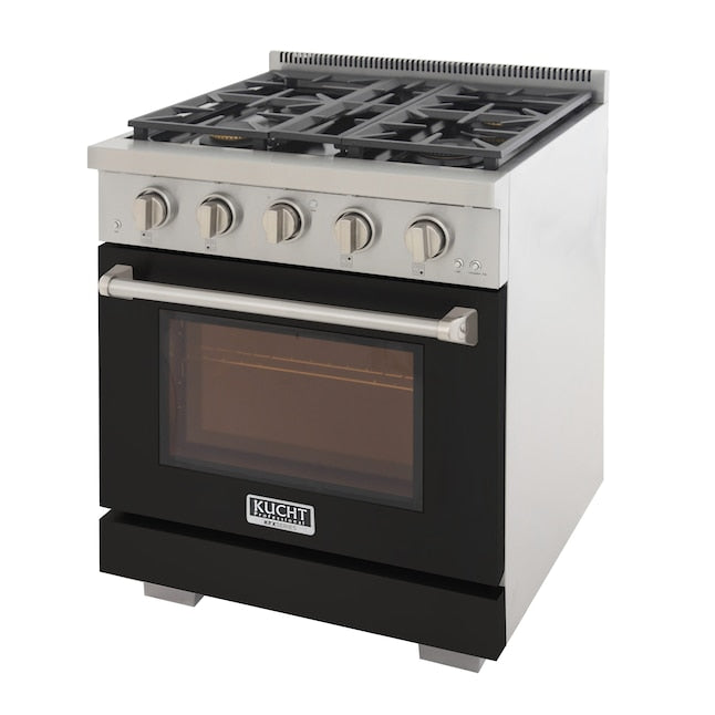 Kucht Professional 30" 4.2 cu. ft. Propane Gas Range in Black with True Simmer Burners, KFX3000X/LP-BK