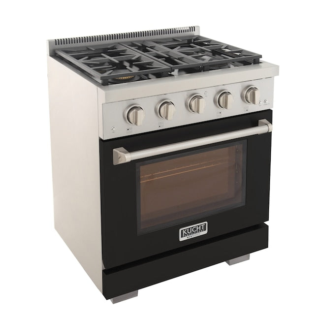 Kucht Professional 30" 4.2 cu. ft. Natural Gas Range in Black with Silver Accents, KFX300-BK