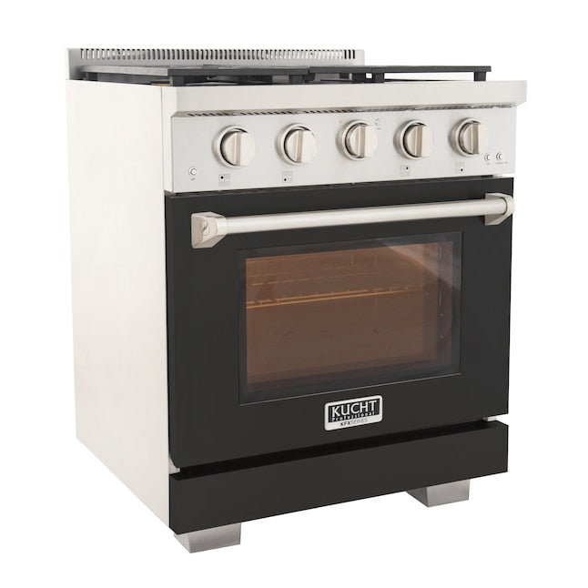 Kucht Professional 30" 4.2 cu. ft. Natural Gas Range in Black with True Simmer Burners, KFX3000X-BK