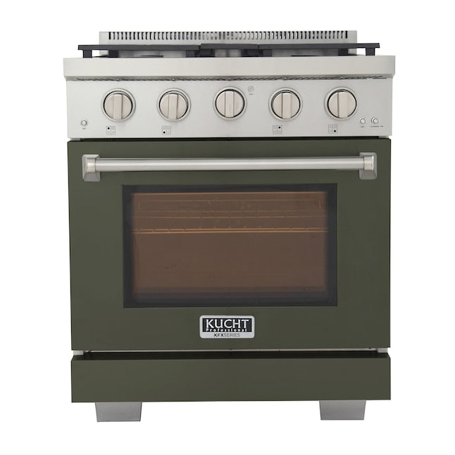 Kucht Professional 30" 4.2 cu. ft. Natural Gas Range in Olive Green with True Simmer Burners, KFX3000X-G