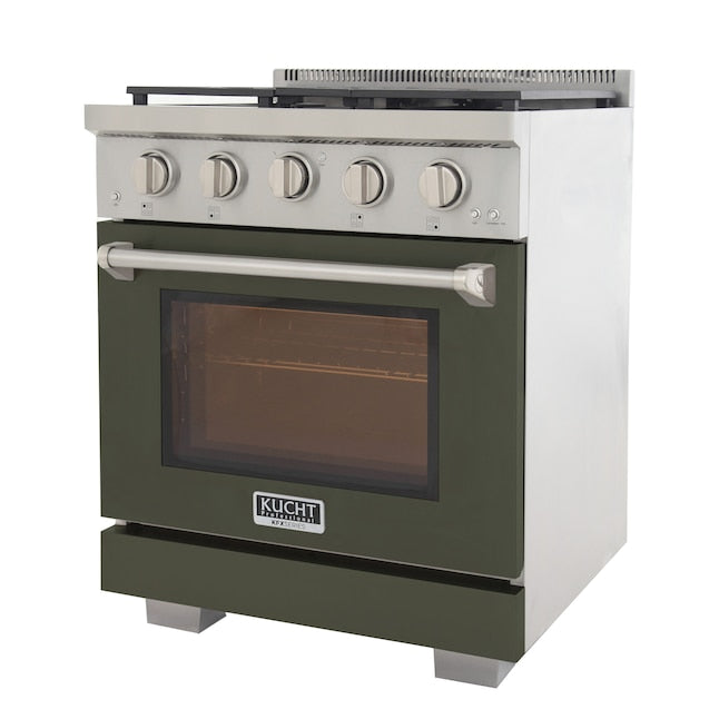 Kucht Professional 30" 4.2 cu. ft. Natural Gas Range in Olive Green with Silver Accents, KFX300-G