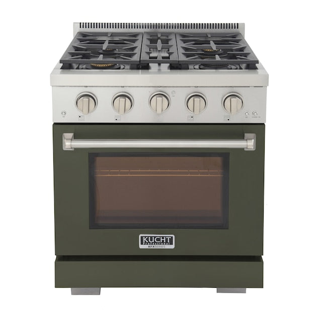 Kucht Professional 30" 4.2 cu. ft. Propane Gas Range in Olive Green with True Simmer Burners, KFX3000X/LP-G