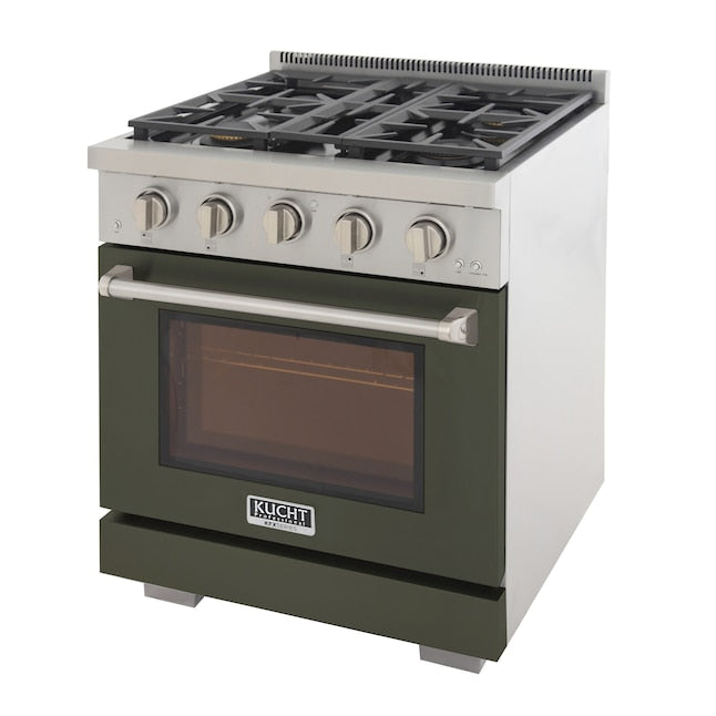 Kucht Professional 30" 4.2 cu. ft. Propane Gas Range in Olive Green with True Simmer Burners, KFX3000X/LP-G