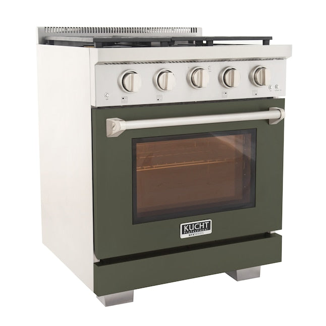 Kucht Professional 30" 4.2 cu. ft. Natural Gas Range in Olive Green with True Simmer Burners, KFX3000X-G