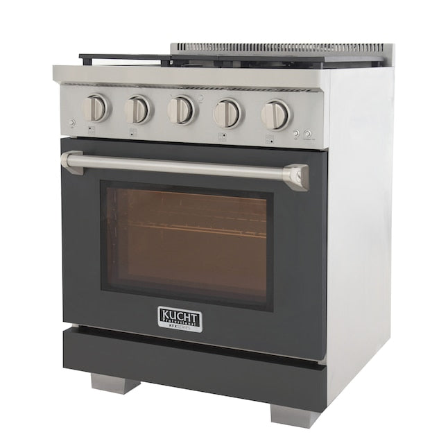 Kucht Professional 30" 4.2 cu. ft. Propane Gas Range in Cement Gray with Silver Accents, KFX300/LP-GY