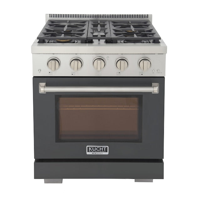 Kucht Professional 30" 4.2 cu. ft. Propane Gas Range in Cement Gray with True Simmer Burners, KFX3000X/LP-GY