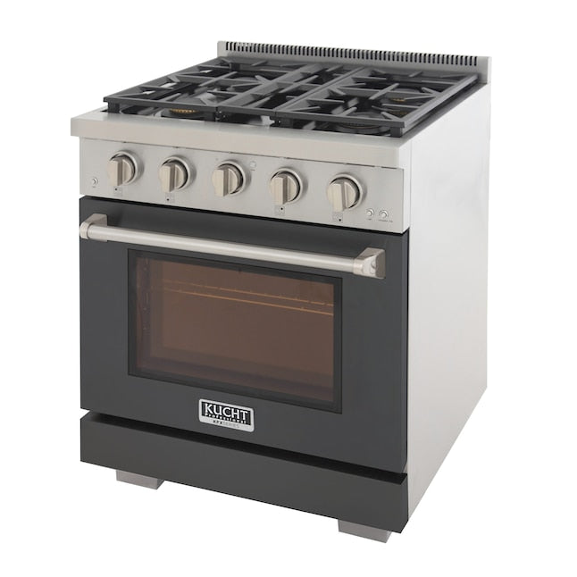 Kucht Professional 30" 4.2 cu. ft. Propane Gas Range in Cement Gray with Silver Accents, KFX300/LP-GY