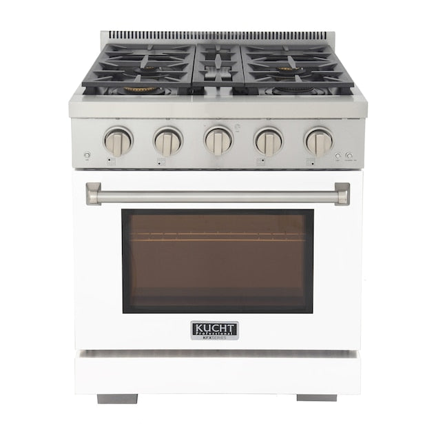 Kucht Professional 30" 4.2 cu. ft. Propane Gas Range in White with Silver Accents, KFX300/LP-W