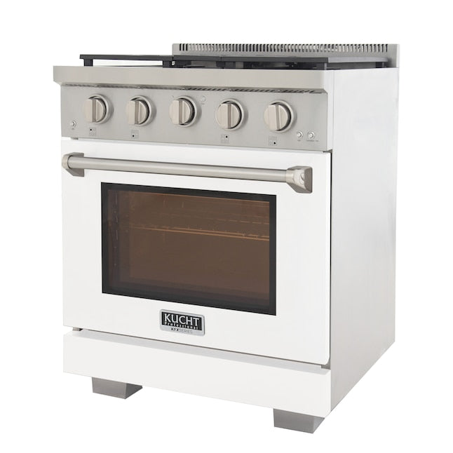 Kucht Professional 30" 4.2 cu. ft. Natural Gas Range in White with Silver Accents, KFX300-W