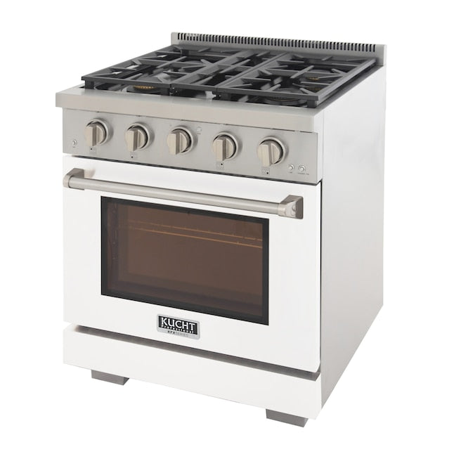 Kucht Professional 30" 4.2 cu. ft. Propane Gas Range in White with True Simmer Burners, KFX3000X/LP-W