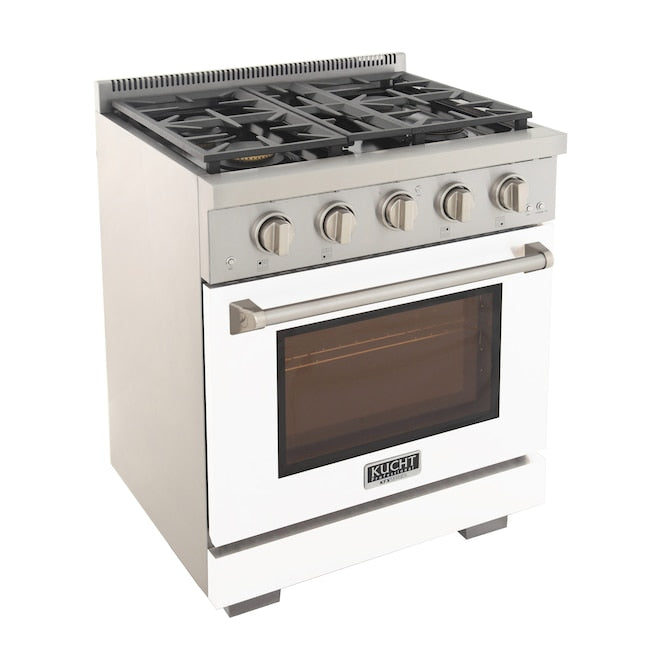 Kucht Professional 30" 4.2 cu. ft. Natural Gas Range in White with True Simmer Burners, KFX3000X-W