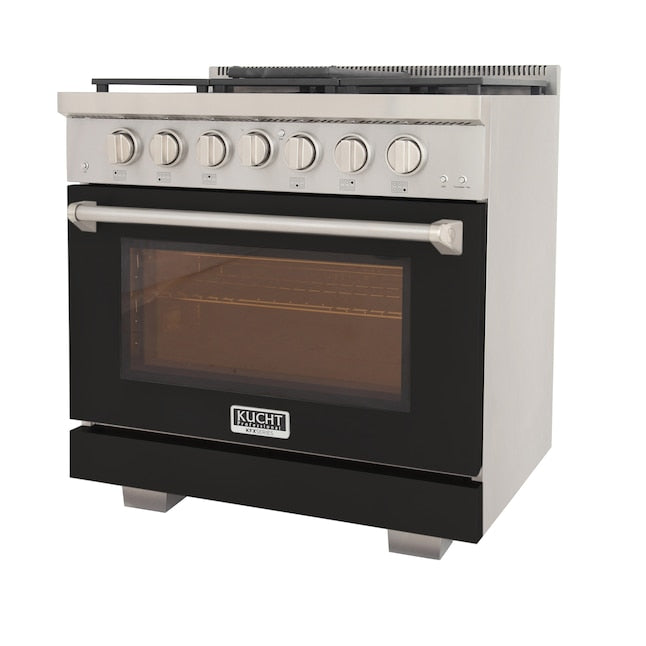 Kucht Professional 36" 5.2 cu. ft. Natural Gas Range in Black with True Simmer Burners, KFX3600X-BK