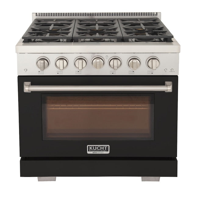 Kucht Professional 36" 5.2 cu. ft. Natural Gas Range in Black with Silver Accents, KFX360-BK