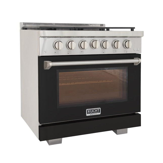 Kucht Professional 36" 5.2 cu. ft. Natural Gas Range in Black with Silver Accents, KFX360-BK