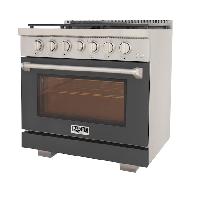 Kucht Professional 36" 5.2 cu. ft. Natural Gas Range in Cement Gray with True Simmer Burners, KFX3600X-GY