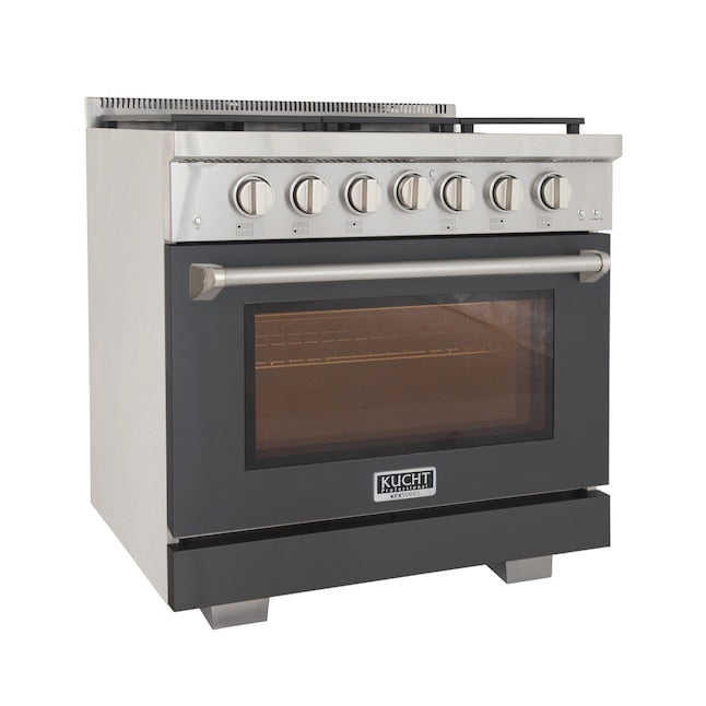 Kucht Professional 36" 5.2 cu. ft. Natural Gas Range in Cement Gray with Silver Accents, KFX360-GY