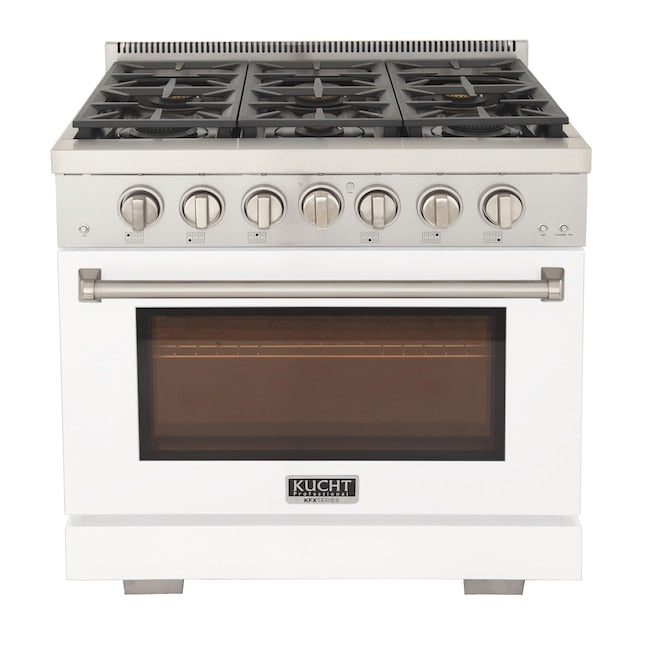 Kucht Professional 36" 5.2 cu. ft. Natural Gas Range in White with True Simmer Burners, KFX3600X-W