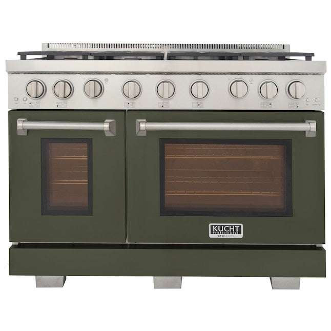 Kucht Professional 48" 6.7 cu. ft. Natural Gas Range in Olive Green with Silver Accents, KFX480-G