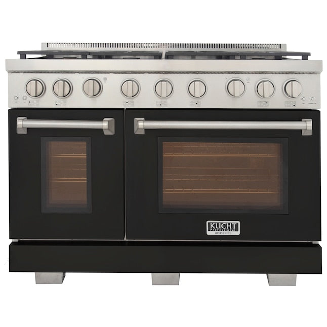 Kucht Professional 48" 6.7 cu. ft. Natural Gas Range in Black with True Simmer Burners, KFX4800X-BK